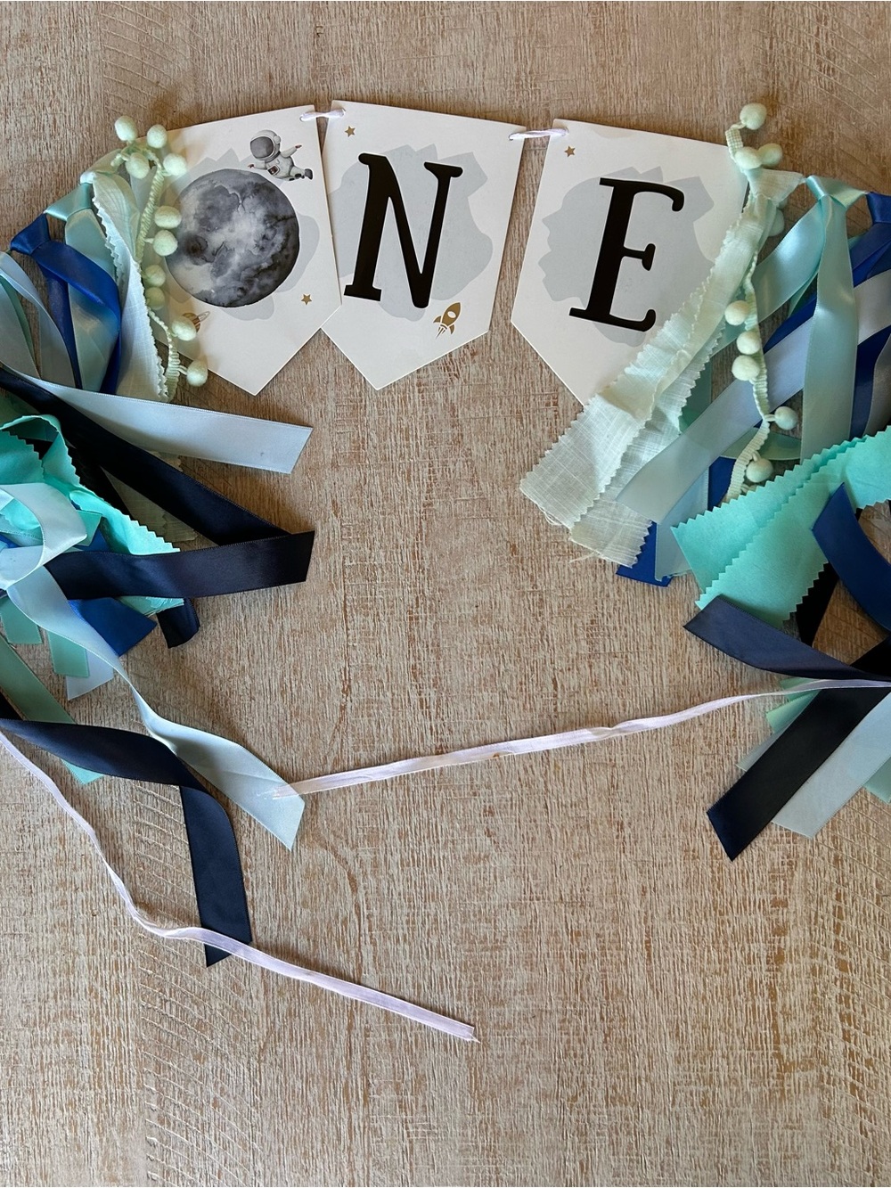 ONE Space-themed Ribbon Banner for Highchair